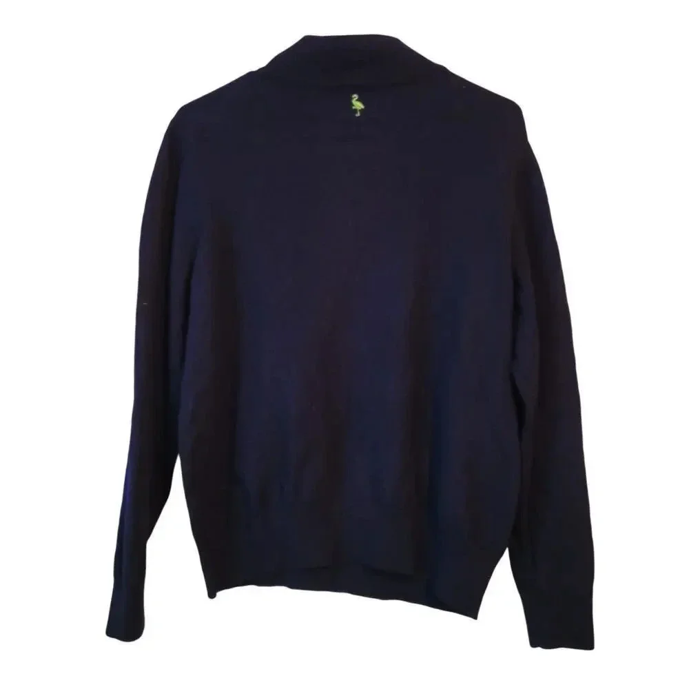 Tailor Byrd Men Wool Pullover Sweater M Black Quarter Zip Long Sleeves Mock Neck